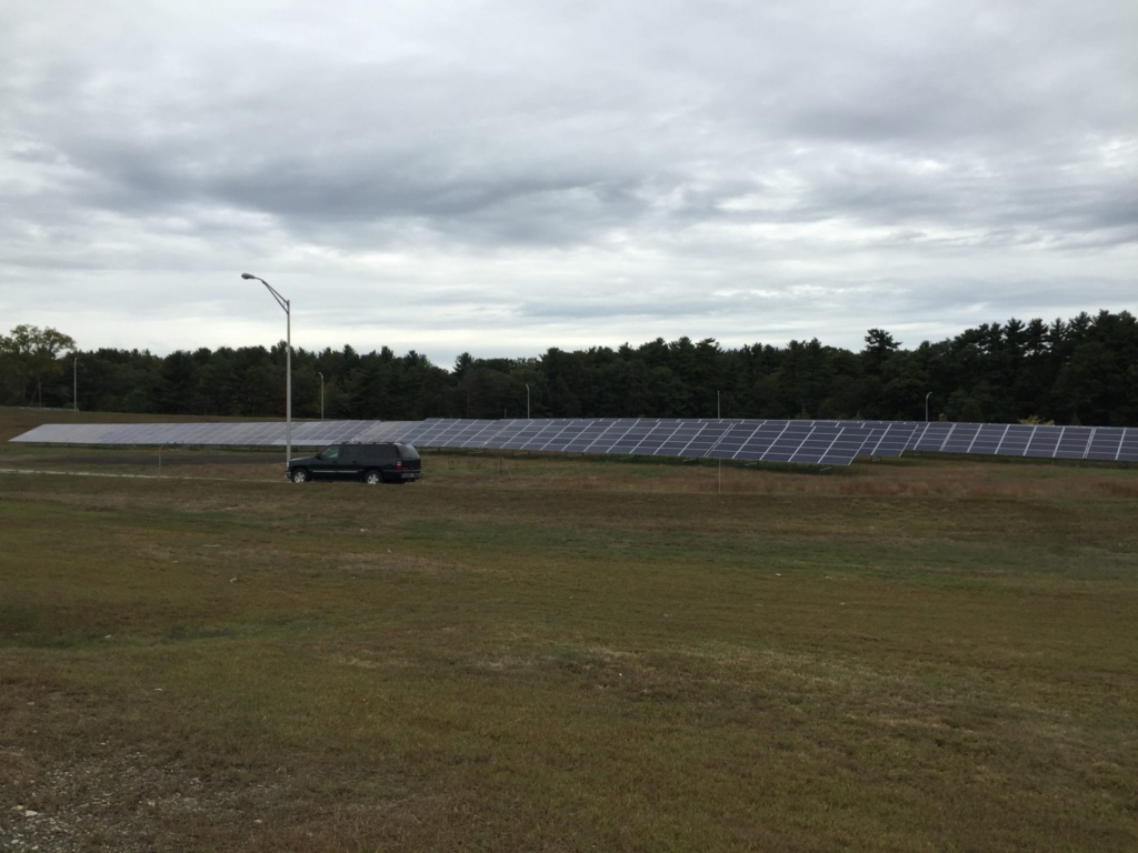 Solar arrays off the Massachusetts Turnpike in Framingham.