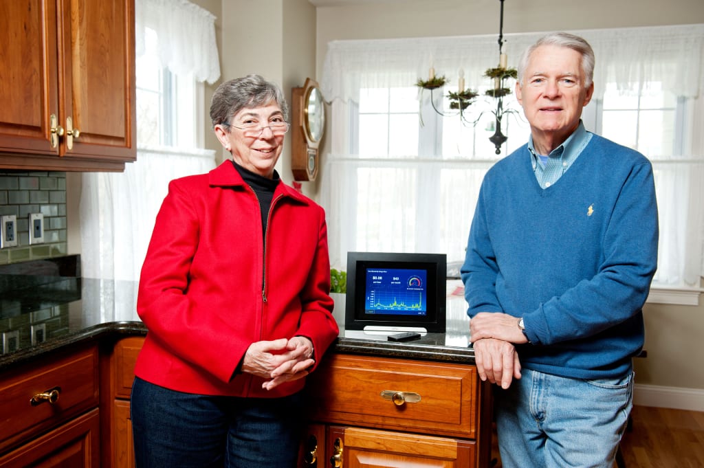Richard and Linda Adams of Worcester keep track of electricity usage and prices.