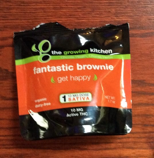 A package that contained a legal marijuana brownie.