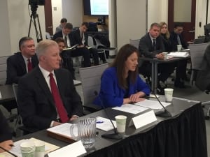 Boston Corporation Counsel Eugene O'Flaherty (left) with Jacque Krum, senior vice president and general counsel for Wynn Everett.