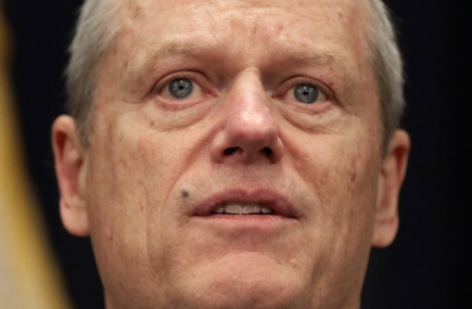 BOSTON, MA - 3/23/2020: Governor Charlie Baker orders closure of all non-essential businesses because of CORVID-19 coronavirus with an announcement at the Massachusetts State House. (David L Ryan/Globe Staff ) SECTION: METRO TOPIC:921