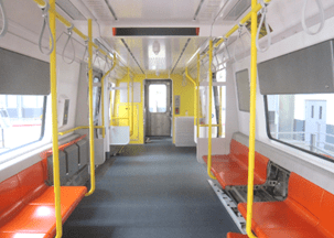 New Orange Line car interior.