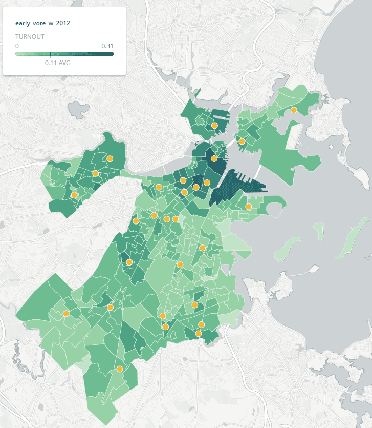 Boston's early vote is uneven and lagging behind the rest of the state.