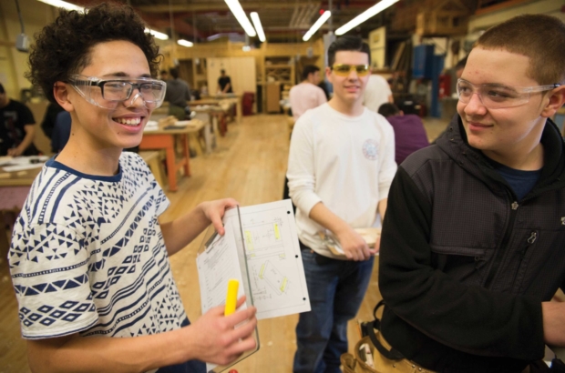 Students at New Bedford's high-performing regional vocational technical high school. (Photograph by Mark Ostow)