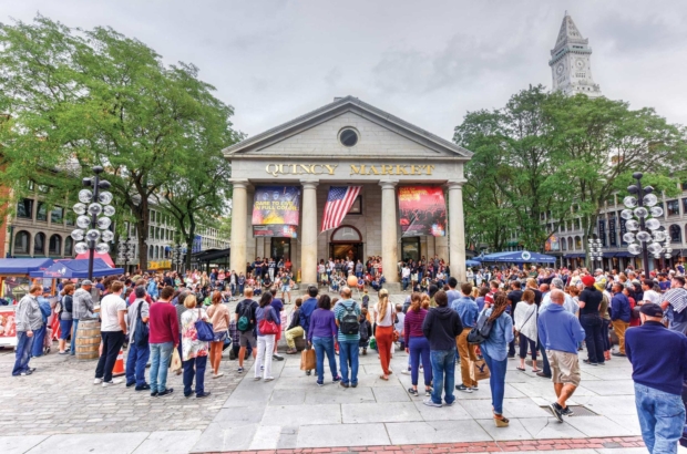 Walsh plays hardball at Quincy Market