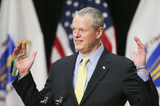 Baker, with business backing, renews push for tax relief 