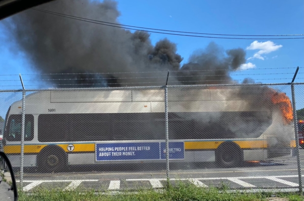 MBTA bus catches fire in Jamaica Plain